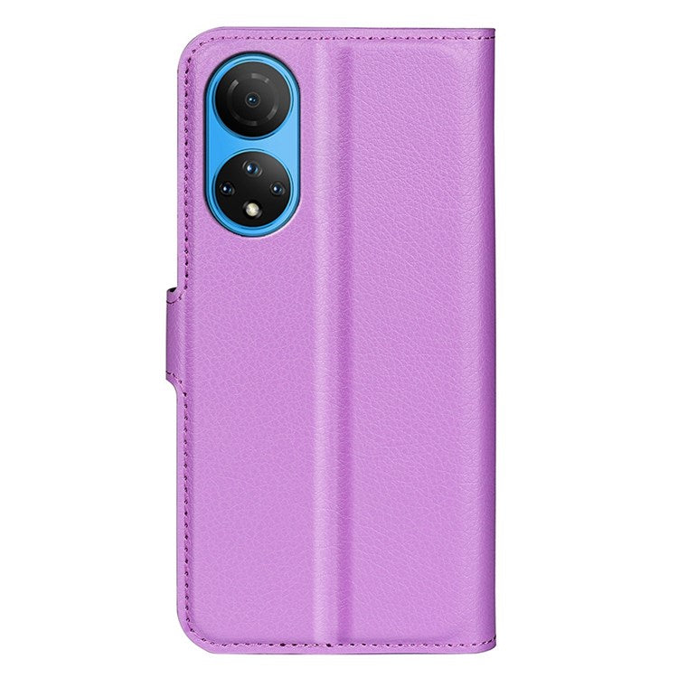 For Honor X7 Litchi Texture PU Leather Phone Full-protection Case Wallet Stand Function Shockproof Cover - Purple