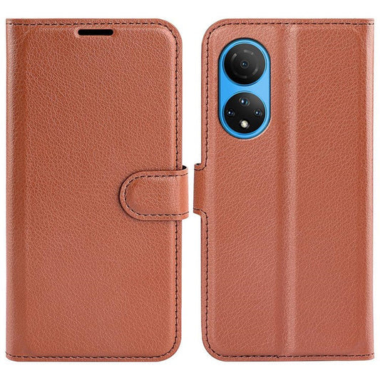 For Honor X7 Litchi Texture PU Leather Phone Full-protection Case Wallet Stand Function Shockproof Cover - Brown
