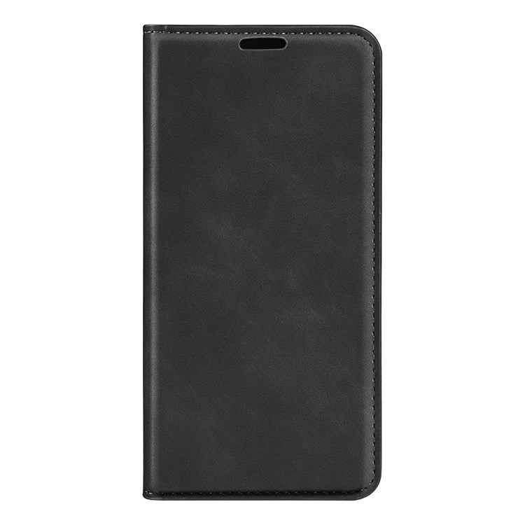 For Honor X7 Skin-touch Feeling PU Leather Cover Magnetic Auto-absorbed Phone Wallet Stand Case - Black