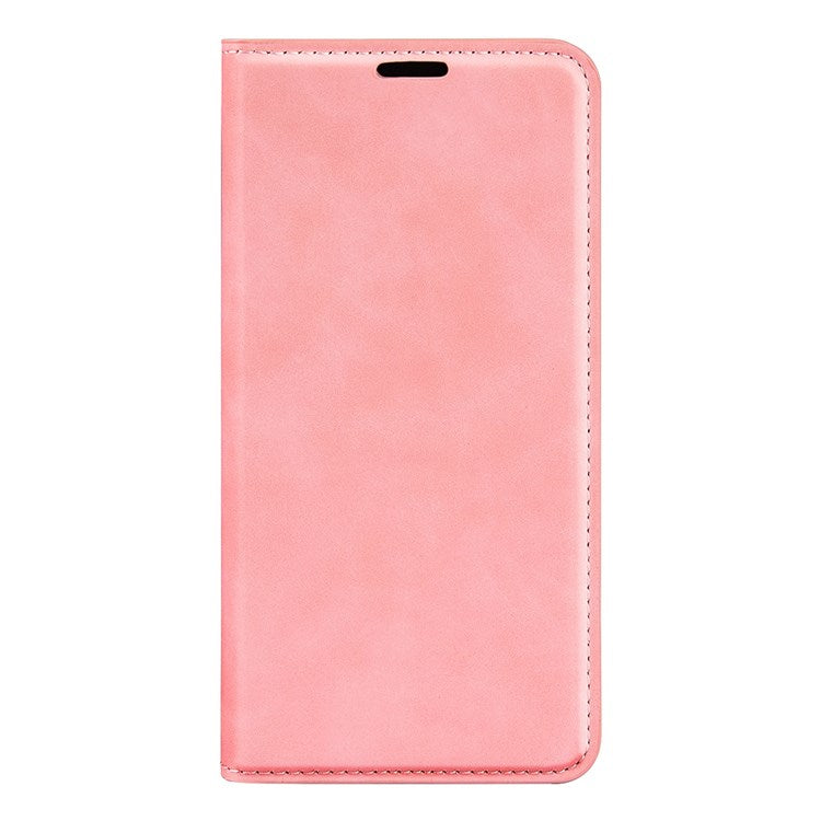 For Honor X7 Skin-touch Feeling PU Leather Cover Magnetic Auto-absorbed Phone Wallet Stand Case - Pink