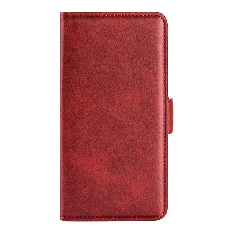 For Honor X7 Dual Clasp Textured PU Leather Phone Case Anti-drop Protective Cover with Stand Wallet - Red