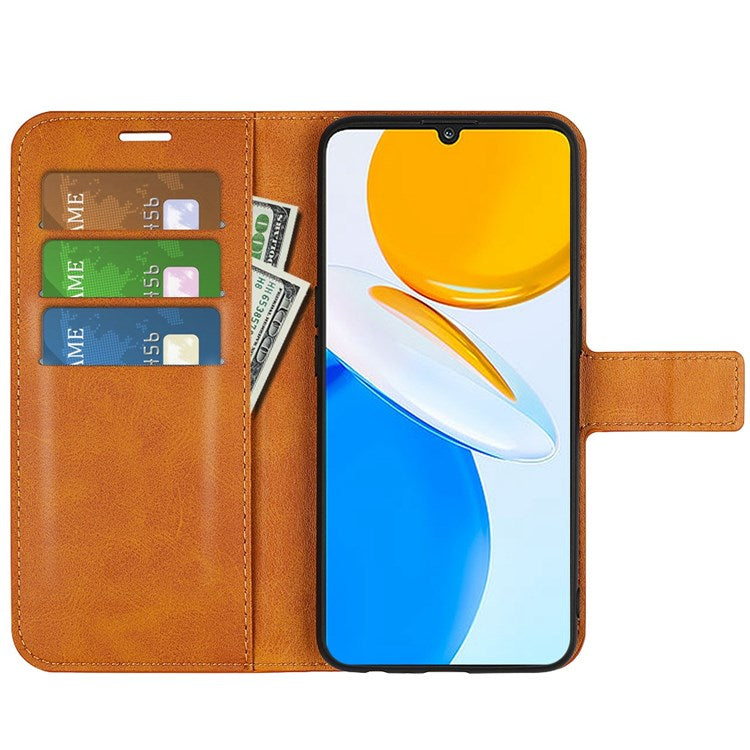 For Honor X7 Square Magnetic Clasp Textured PU Leather Cover Anti-drop Flip Stand Wallet Phone Case - Yellow