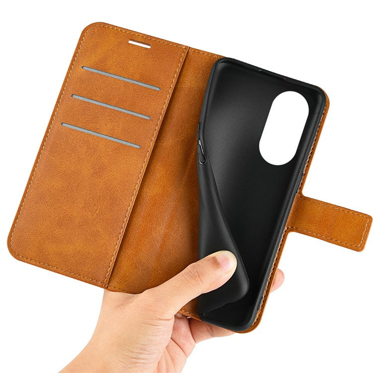 For Honor X7 Square Magnetic Clasp Textured PU Leather Cover Anti-drop Flip Stand Wallet Phone Case - Yellow