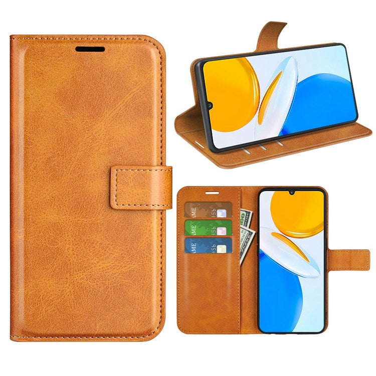 For Honor X7 Square Magnetic Clasp Textured PU Leather Cover Anti-drop Flip Stand Wallet Phone Case - Yellow