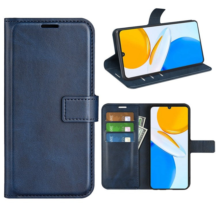 For Honor X7 Square Magnetic Clasp Textured PU Leather Cover Anti-drop Flip Stand Wallet Phone Case - Blue