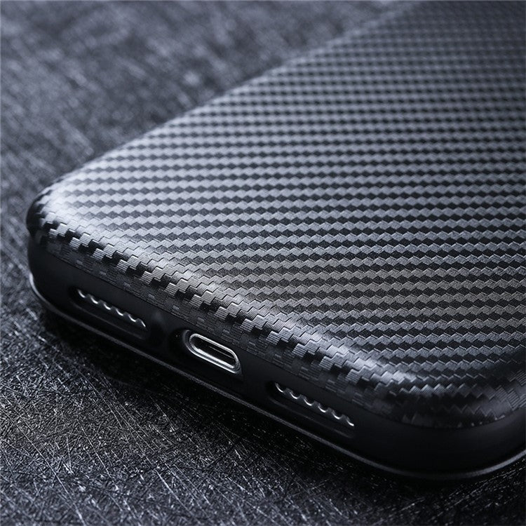 For Honor X8 4G Anti-fall PU Leather Carbon Fiber Texture Case Magnetic Auto-absorbed Adjustable Stand Cell Phone Shell - Black