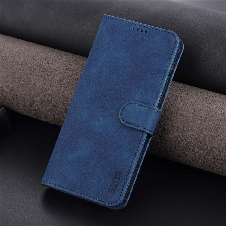 AZNS PU Leather Anti-dust Phone Case for Honor 60 SE Shockproof Folio Flip Cover Wallet Phone Case with Stand - Blue