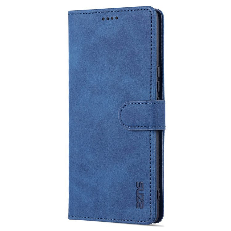 AZNS PU Leather Anti-dust Phone Case for Honor 60 SE Shockproof Folio Flip Cover Wallet Phone Case with Stand - Blue