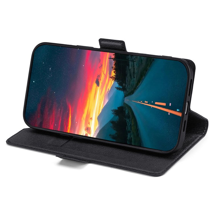 Ultra-thin PU Leather Case for Honor Magic4 Pro Shockproof Folio Flip Cover Side Magnetic Closure Stand Case with Card Holder - Black