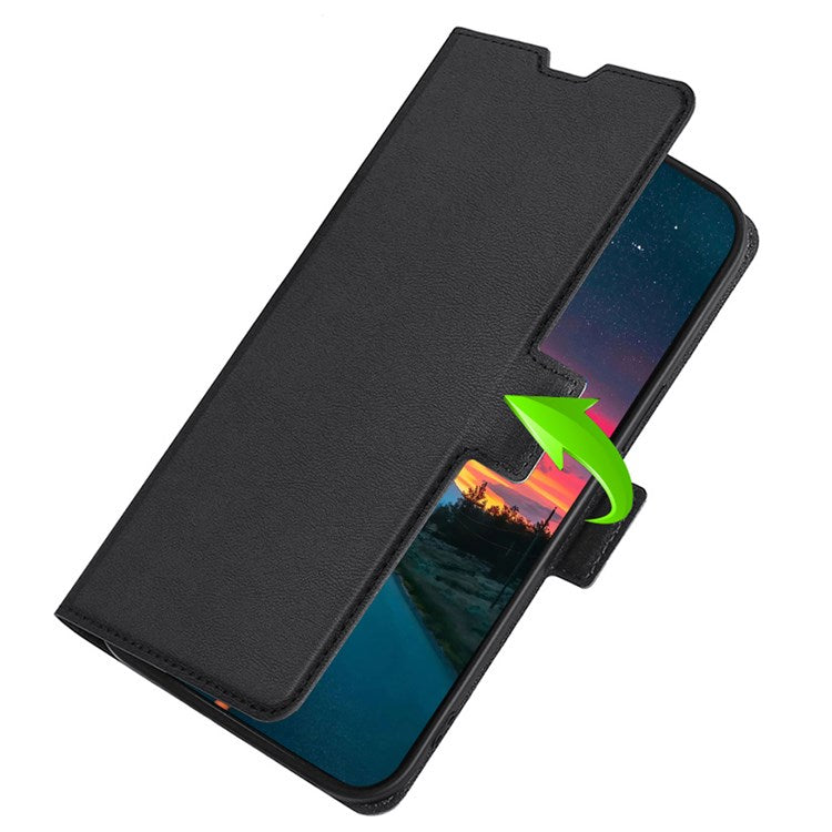 Ultra-thin PU Leather Case for Honor Magic4 Pro Shockproof Folio Flip Cover Side Magnetic Closure Stand Case with Card Holder - Black