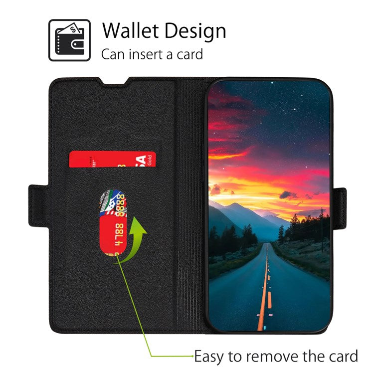 Ultra-thin PU Leather Case for Honor Magic4 Pro Shockproof Folio Flip Cover Side Magnetic Closure Stand Case with Card Holder - Black