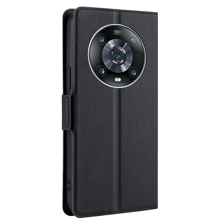 Ultra-thin PU Leather Case for Honor Magic4 Pro Shockproof Folio Flip Cover Side Magnetic Closure Stand Case with Card Holder - Black