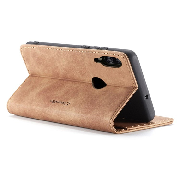 CASEME 013 Series Lightweight Mobile Phone Case Bag for Huawei P20 Lite (2018)/Nova 3e (China), Auto-absorbed PU Leather Wallet Foldable Stand Phone Cover - Brown