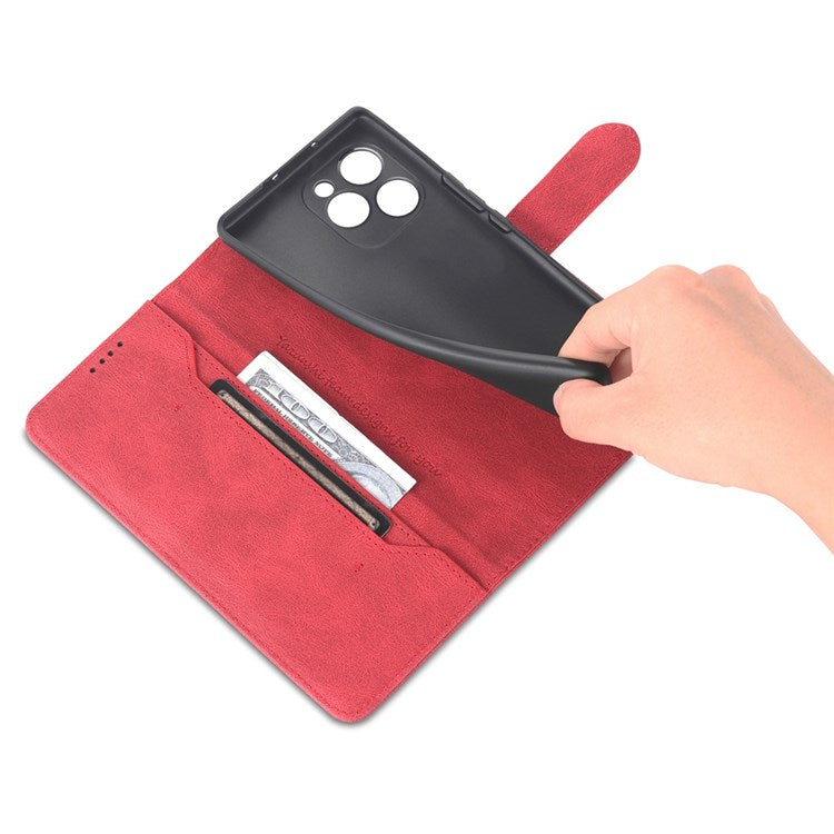 AZNS PU Leather Stand Cover for Honor 60 SE, Wallet Magnetic Clasp Phone Case - Red