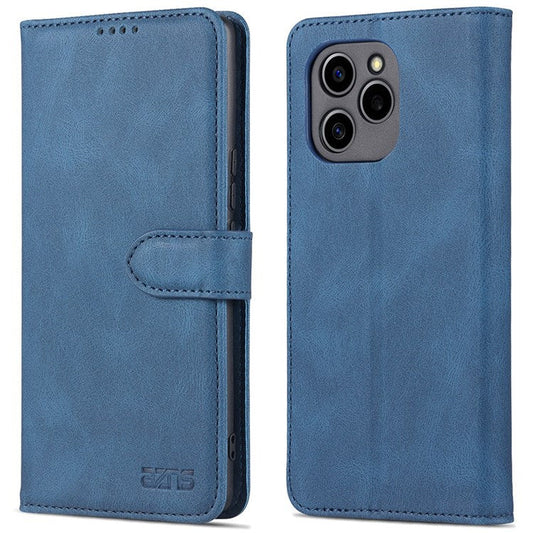 AZNS PU Leather Stand Cover for Honor 60 SE, Wallet Magnetic Clasp Phone Case - Blue