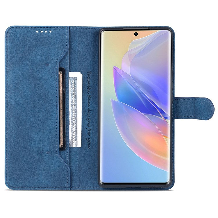 AZNS PU Leather Stand Cover for Honor 60 SE, Wallet Magnetic Clasp Phone Case - Blue