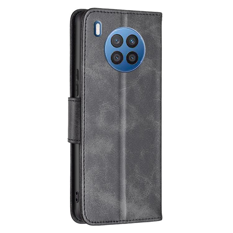 BF Leather Series-4 for Honor 50 Lite/Huawei nova 8i Shockproof Wallet Phone Case PU Leather + TPU Stand Full Protection Cover - Black