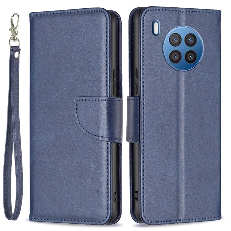 BF Leather Series-4 for Honor 50 Lite/Huawei nova 8i Shockproof Wallet Phone Case PU Leather + TPU Stand Full Protection Cover - Blue
