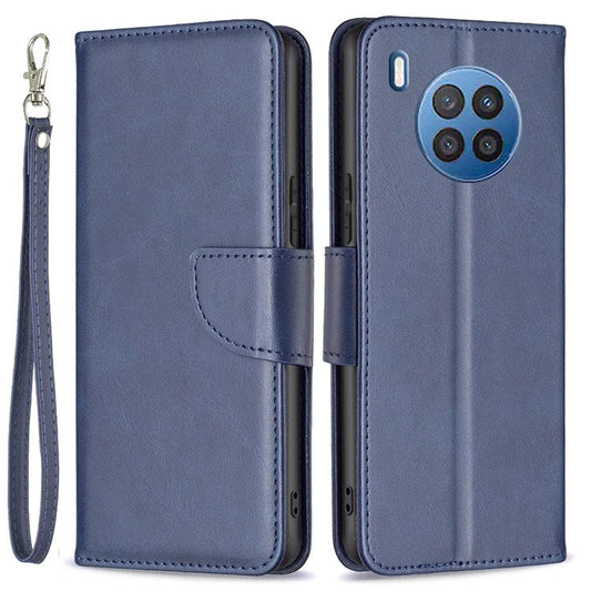 BF Leather Series-4 for Honor 50 Lite/Huawei nova 8i Shockproof Wallet Phone Case PU Leather + TPU Stand Full Protection Cover - Blue