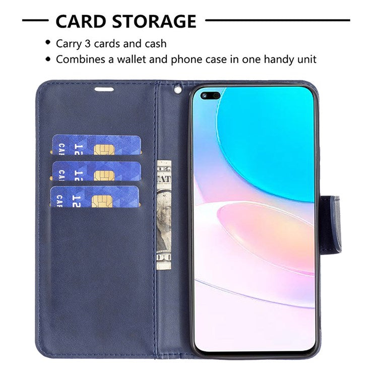 BF Leather Series-4 for Honor 50 Lite/Huawei nova 8i Shockproof Wallet Phone Case PU Leather + TPU Stand Full Protection Cover - Blue