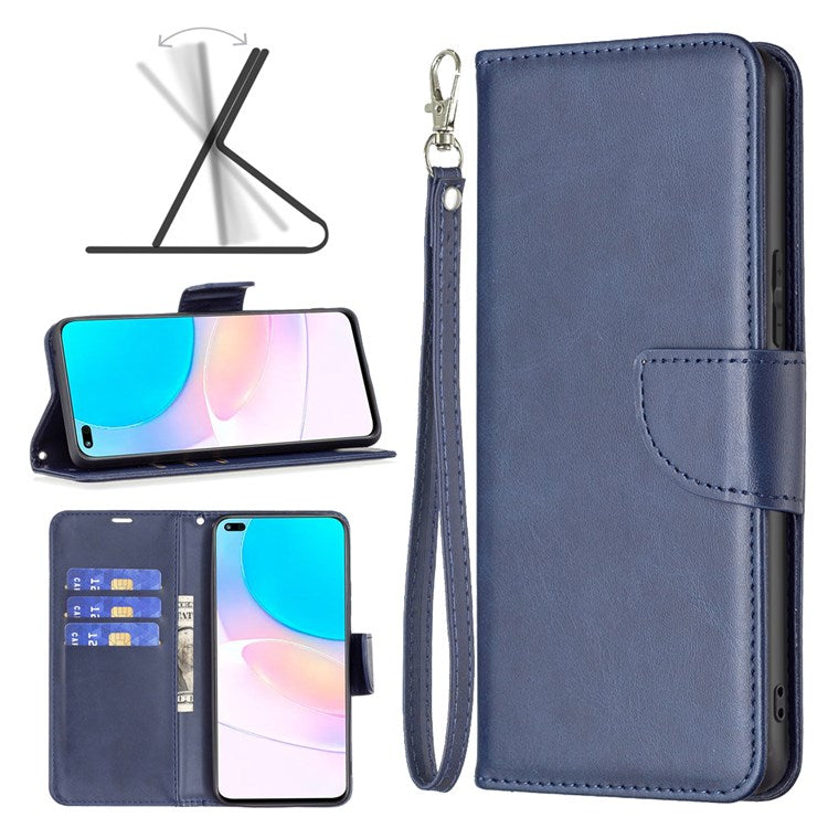 BF Leather Series-4 for Honor 50 Lite/Huawei nova 8i Shockproof Wallet Phone Case PU Leather + TPU Stand Full Protection Cover - Blue
