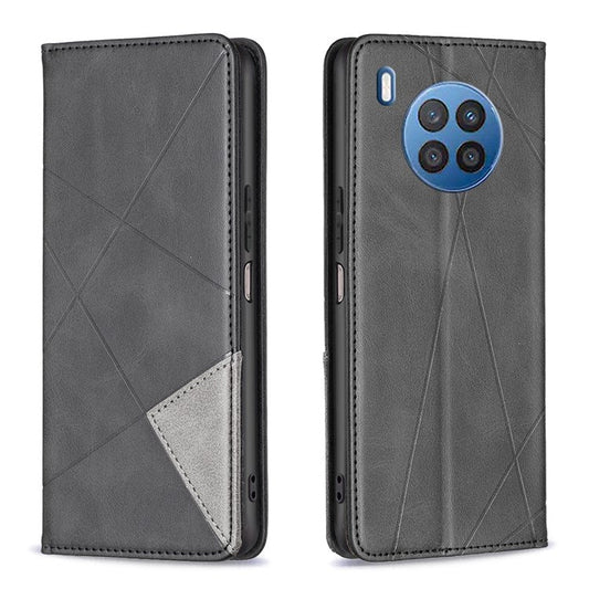 BF Imprinting Pattern Series-1 Phone Case for Honor 50 Lite/Huawei nova 8i Imprinted Pattern PU Leather Card Holder Stand Anti-fall Magnetic Shell - Black