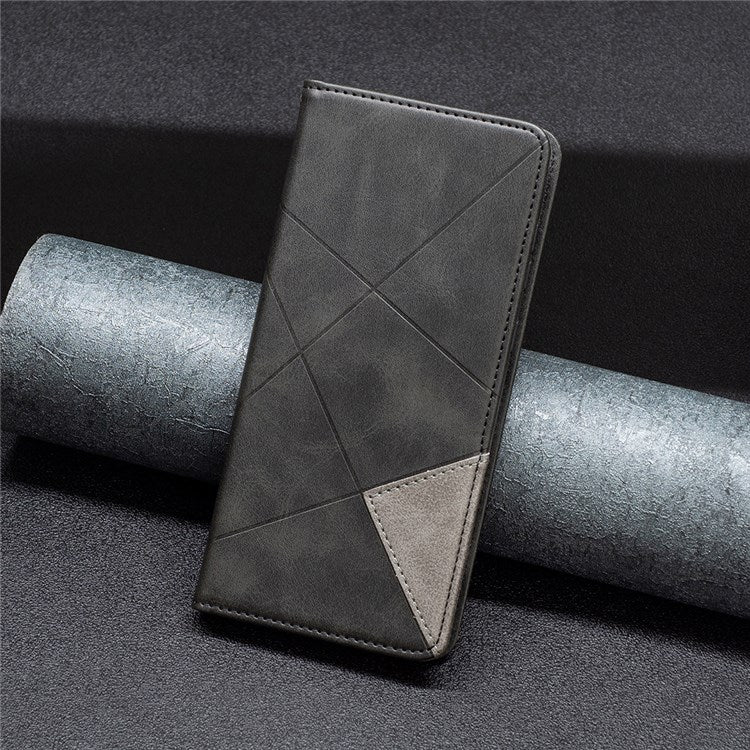 BF Imprinting Pattern Series-1 Phone Case for Honor 50 Lite/Huawei nova 8i Imprinted Pattern PU Leather Card Holder Stand Anti-fall Magnetic Shell - Black