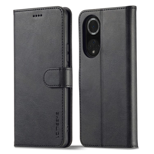 LC.IMEEKE for Huawei nova 9/Honor 50 Textured PU Leather Flip Folio Horizontal Stand Wallet Case Phone Case Cover - Black