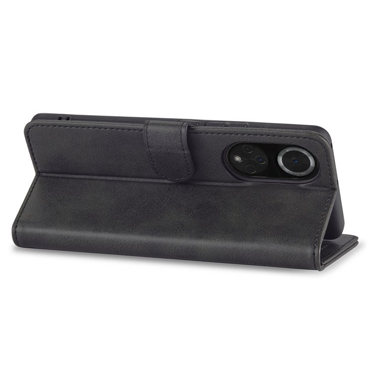 LC.IMEEKE for Huawei nova 9/Honor 50 Textured PU Leather Flip Folio Horizontal Stand Wallet Case Phone Case Cover - Black