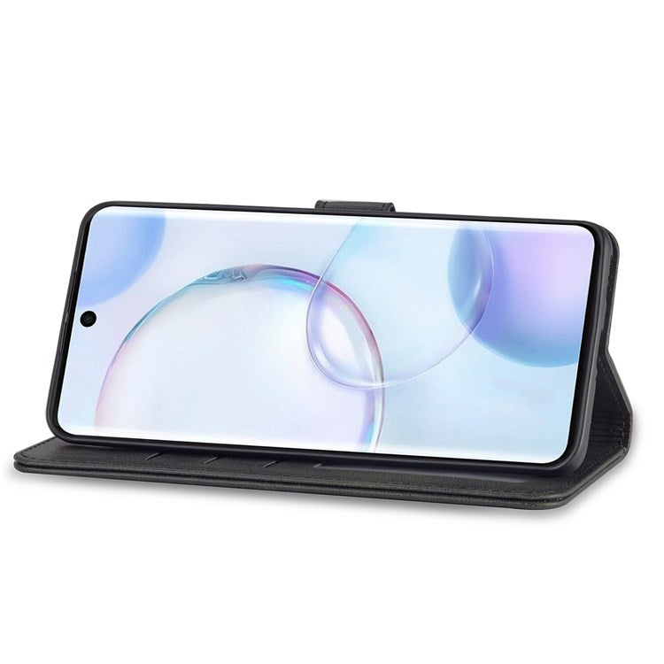 LC.IMEEKE for Huawei nova 9/Honor 50 Textured PU Leather Flip Folio Horizontal Stand Wallet Case Phone Case Cover - Black
