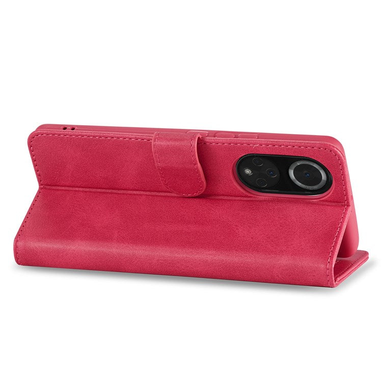 LC.IMEEKE for Huawei nova 9/Honor 50 Textured PU Leather Flip Folio Horizontal Stand Wallet Case Phone Case Cover - Red