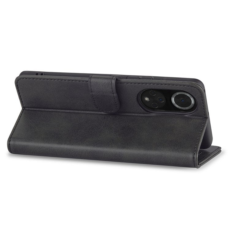 LC.IMEEKE for Huawei nova 9 Pro/Honor 50 Pro Textured PU Leather Flip Folio Stand Wallet Case Impact Resistant Phone Case Cover - Black