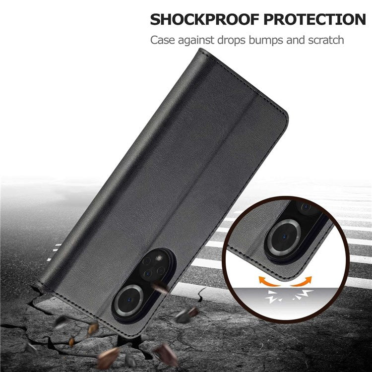LC.IMEEKE for Huawei nova 9 Pro/Honor 50 Pro Textured PU Leather Flip Folio Stand Wallet Case Impact Resistant Phone Case Cover - Black