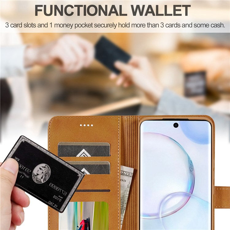 LC.IMEEKE for Huawei nova 9 Pro/Honor 50 Pro Textured PU Leather Flip Folio Stand Wallet Case Impact Resistant Phone Case Cover - Light Brown