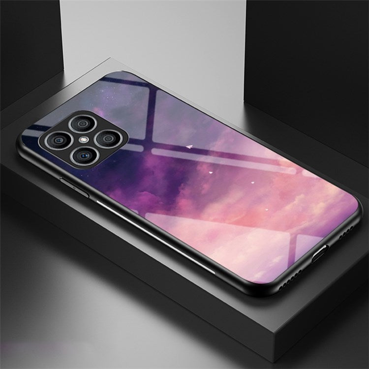 For Honor X8 4G Cellphone Shell Starry Sky Pattern Tempered Glass Back+Hard PC+TPU Protective Cover - Dream Starry Sky
