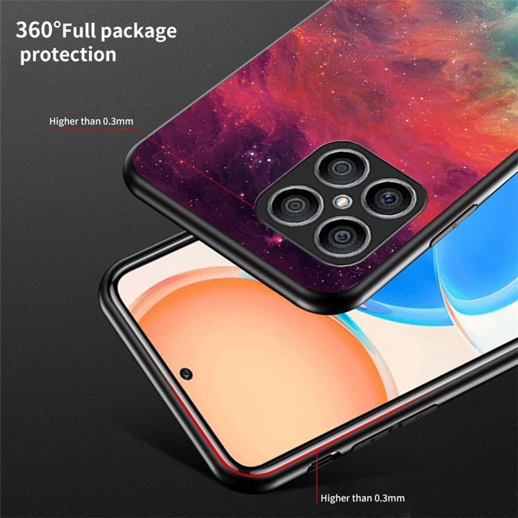 For Honor X8 4G Cellphone Shell Starry Sky Pattern Tempered Glass Back+Hard PC+TPU Protective Cover - Dream Starry Sky
