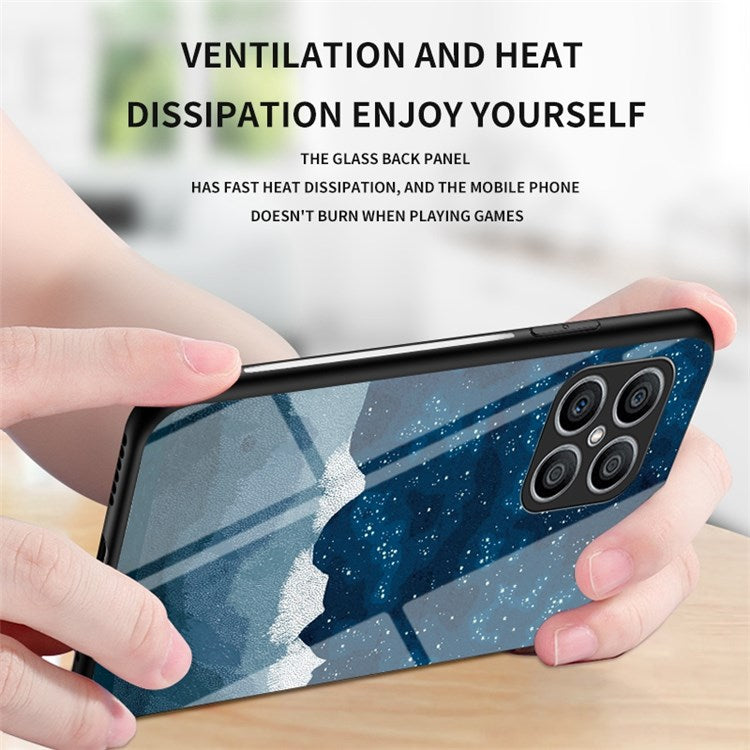For Honor X8 4G Cellphone Shell Starry Sky Pattern Tempered Glass Back+Hard PC+TPU Protective Cover - Dream Starry Sky