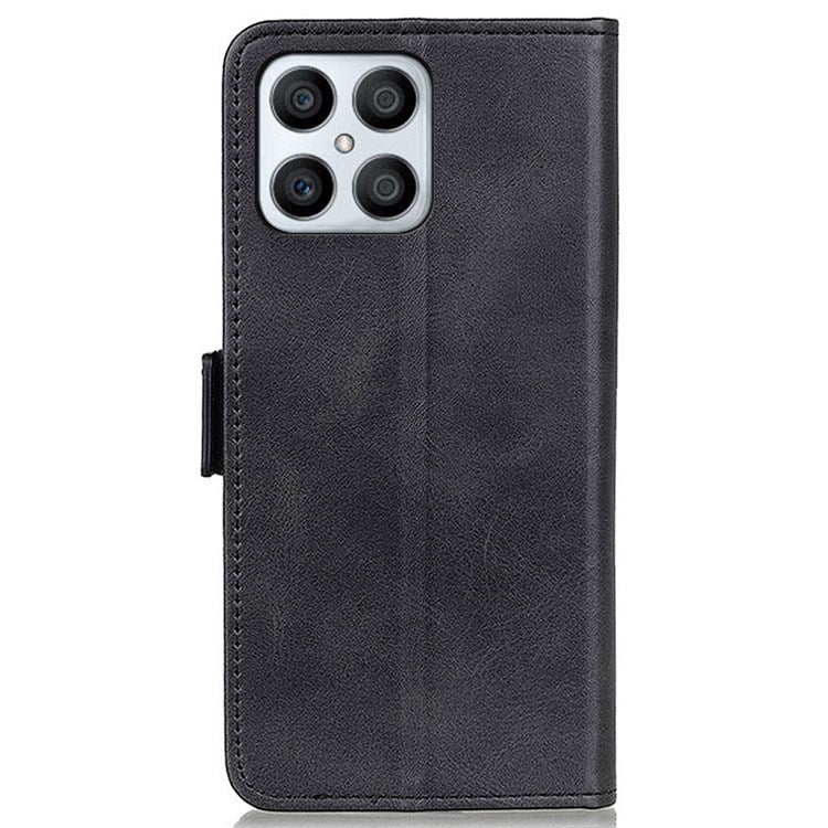Textured PU Leather Phone Cover for Honor X8 4G, Stand Wallet Folio Flip Magnetic Cover - Black