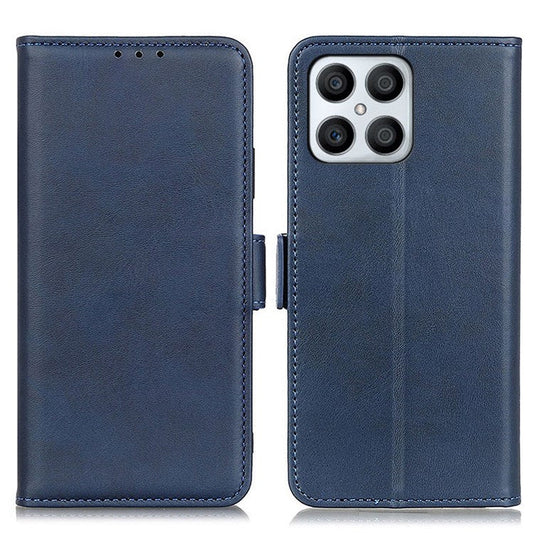 Textured PU Leather Phone Cover for Honor X8 4G, Stand Wallet Folio Flip Magnetic Cover - Blue
