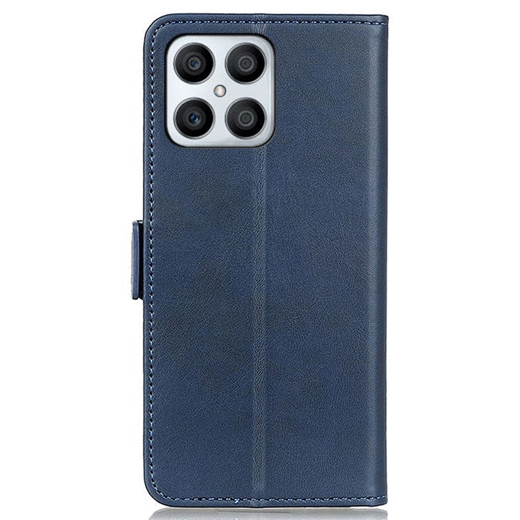 Textured PU Leather Phone Cover for Honor X8 4G, Stand Wallet Folio Flip Magnetic Cover - Blue