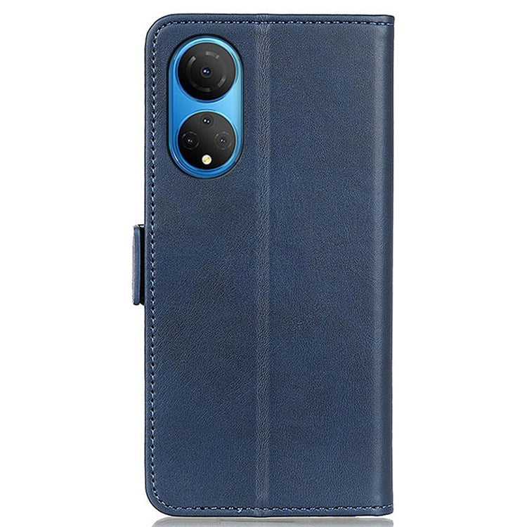 Textured PU Leather Phone Cover for Honor X7, Double Magnetic Clasp Foldable Stand Wallet Shell Protector - Blue