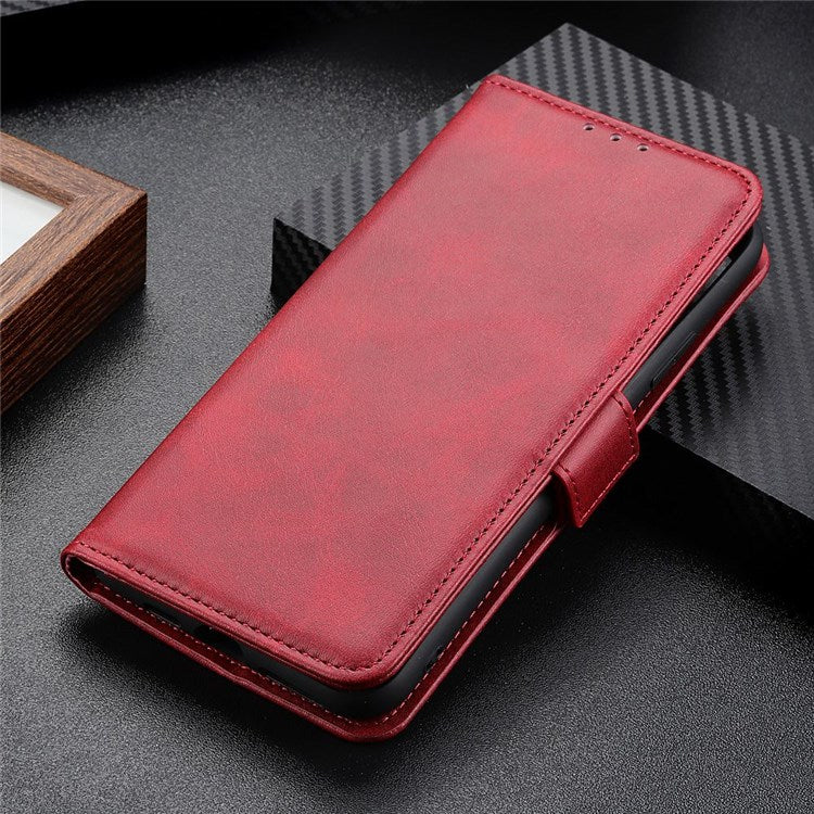 Textured PU Leather Phone Cover for Honor X7, Double Magnetic Clasp Foldable Stand Wallet Shell Protector - Red