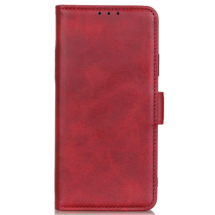 Textured PU Leather Phone Cover for Honor X7, Double Magnetic Clasp Foldable Stand Wallet Shell Protector - Red