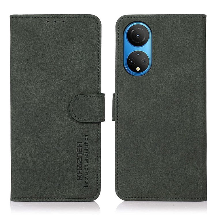 KHAZNEH Flip Phone Cover for Honor X7, Textured PU Leather Wallet Magnet Viewing Stand Function Cover - Green