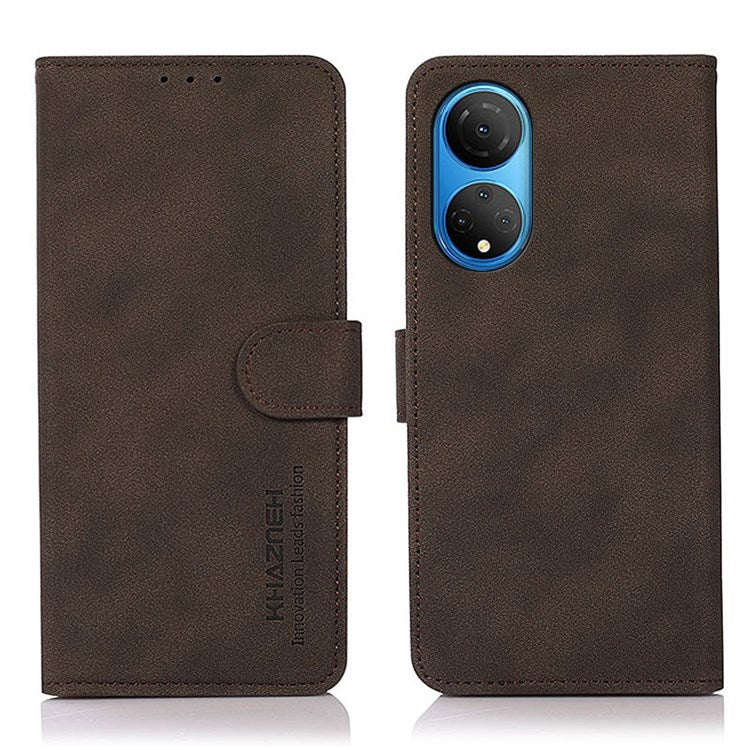 KHAZNEH Flip Phone Cover for Honor X7, Textured PU Leather Wallet Magnet Viewing Stand Function Cover - Brown