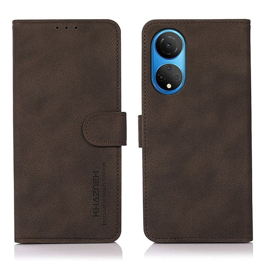 KHAZNEH Flip Phone Cover for Honor X7, Textured PU Leather Wallet Magnet Viewing Stand Function Cover - Brown
