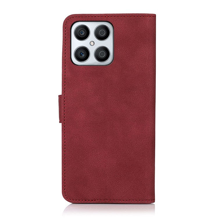 KHAZNEH Wallet Case for Honor X8 4G, Textured PU Leather Magnetic Closure Stand Shockproof Protective Flip Cover - Red