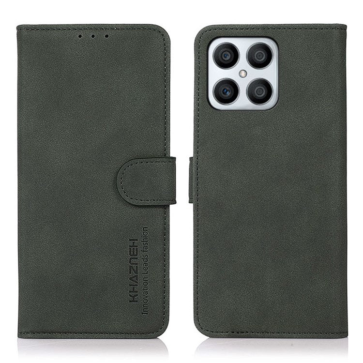 KHAZNEH Wallet Case for Honor X8 4G, Textured PU Leather Magnetic Closure Stand Shockproof Protective Flip Cover - Green