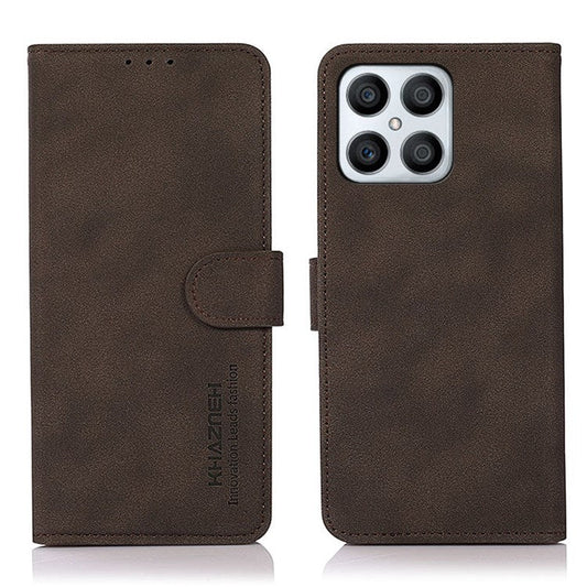 KHAZNEH Wallet Case for Honor X8 4G, Textured PU Leather Magnetic Closure Stand Shockproof Protective Flip Cover - Brown