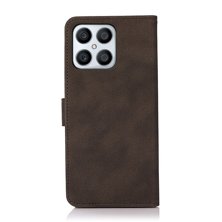 KHAZNEH Wallet Case for Honor X8 4G, Textured PU Leather Magnetic Closure Stand Shockproof Protective Flip Cover - Brown
